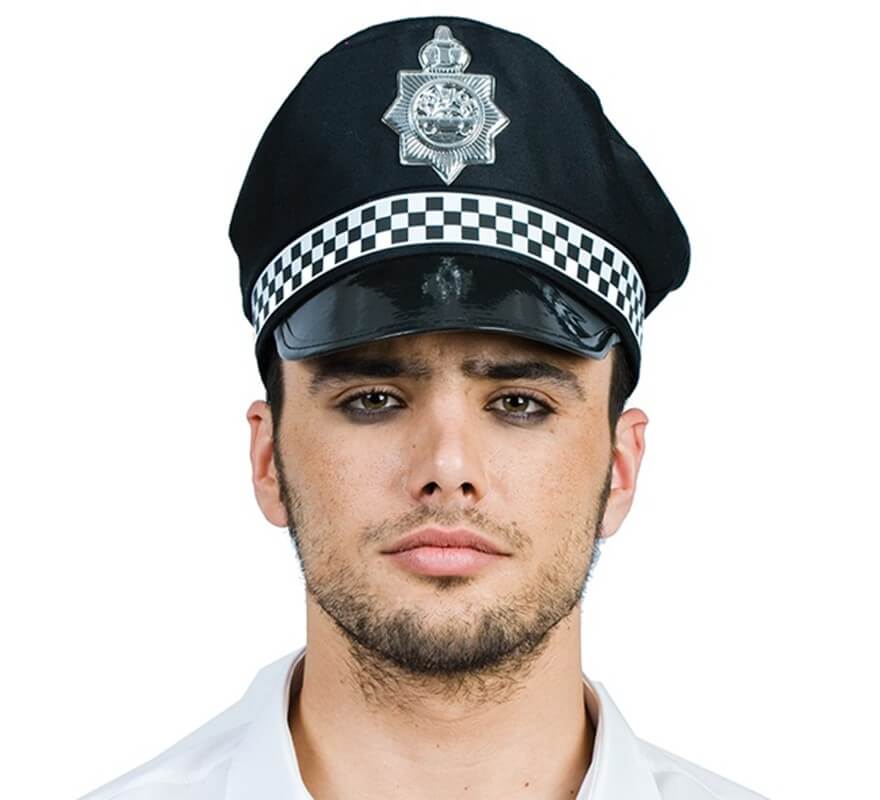 Gorra de policía con placa