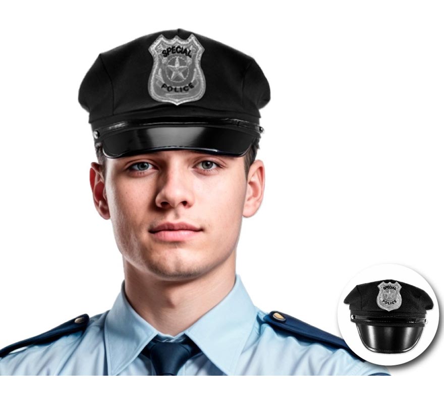 Adult black police cap