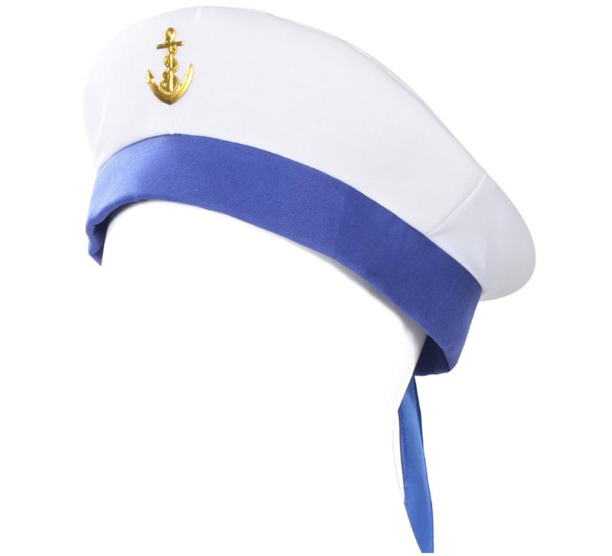 Gorro de Marinero Blanco con Ancla Sombrero de Capitan Barco Disfraz