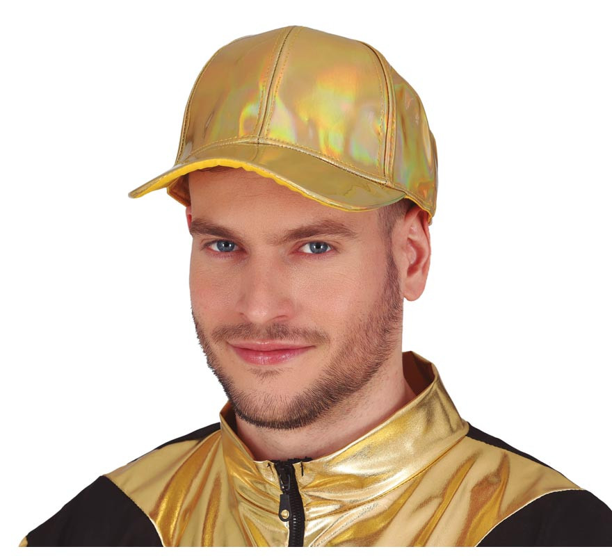 Boné metálico dourado adulto