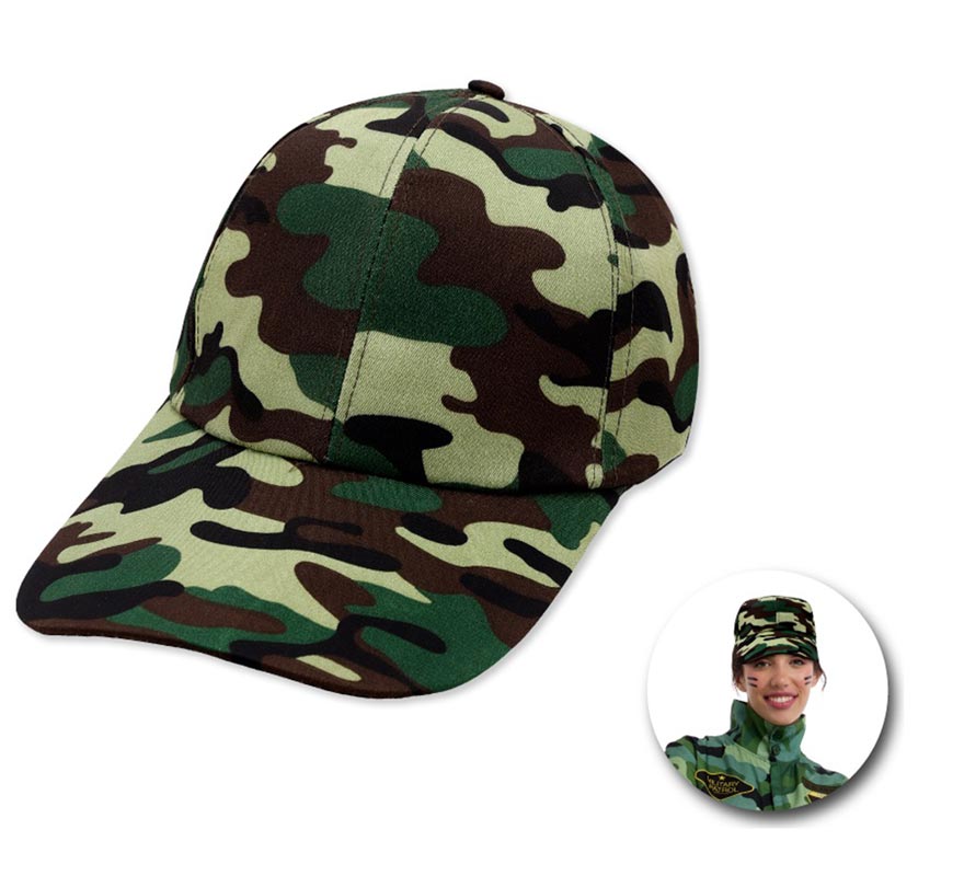 Adult Green Camouflage Military Cap