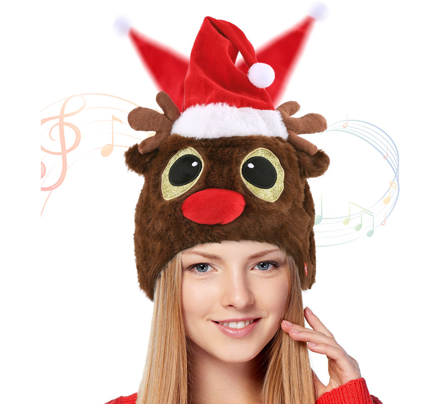 Gorro Bailarín de Reno con Luz