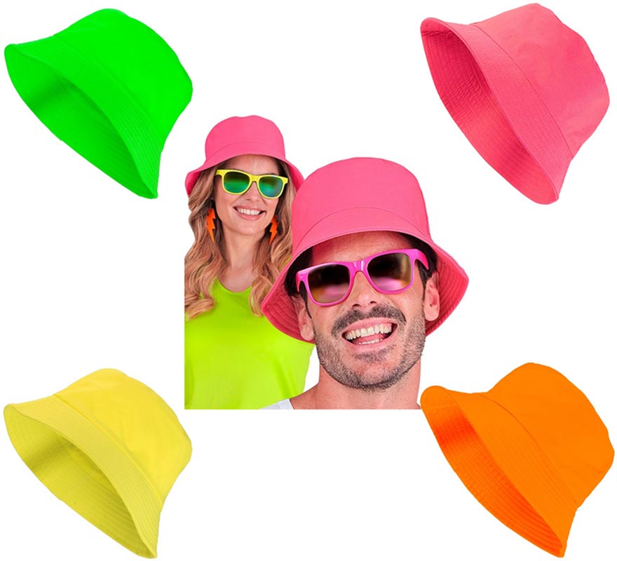 Chapéu de pescador em várias cores neon