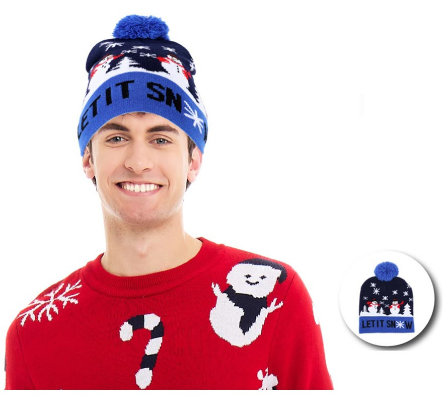 Adult Blue Snow Reindeer Hat