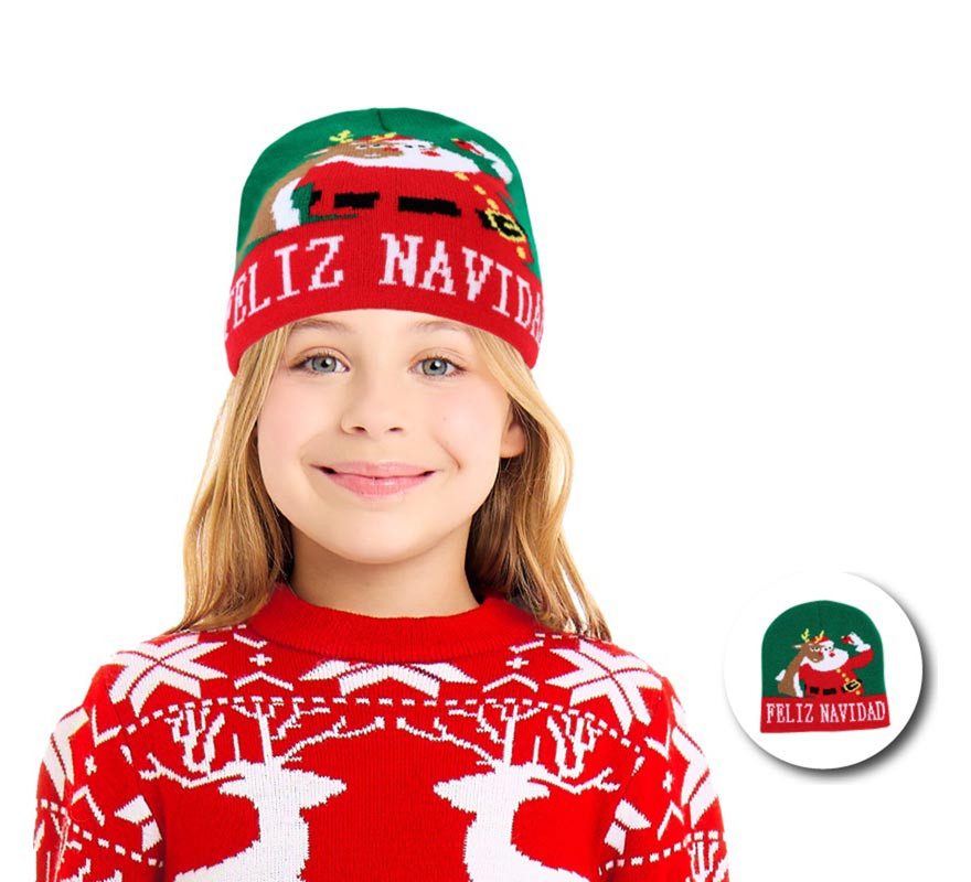 Green Christmas Selfie Hat for Kids