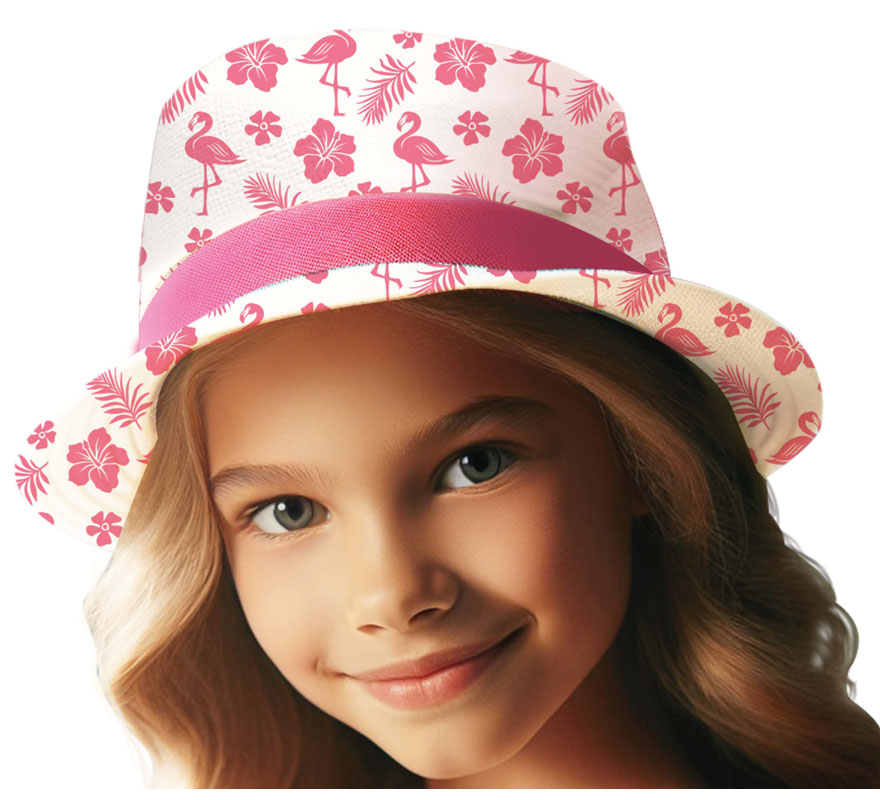 Pink Flamingo Summer Hat for Kids