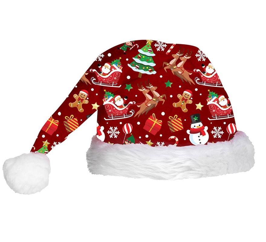 Red Christmas Figures Hat