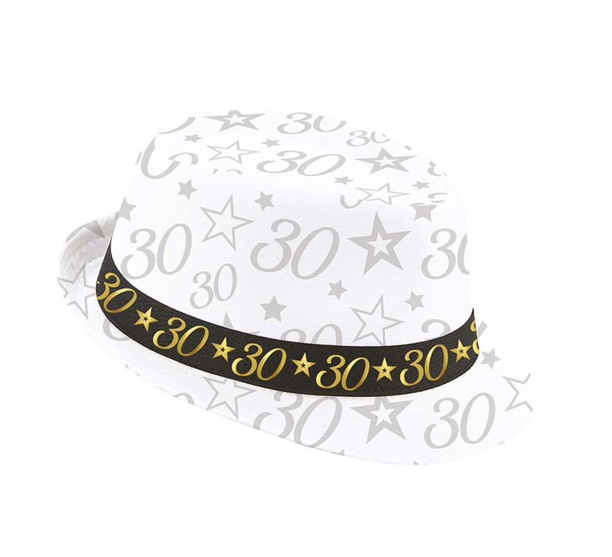 White Gangster Hat 30 Years Birthdays and Anniversaries