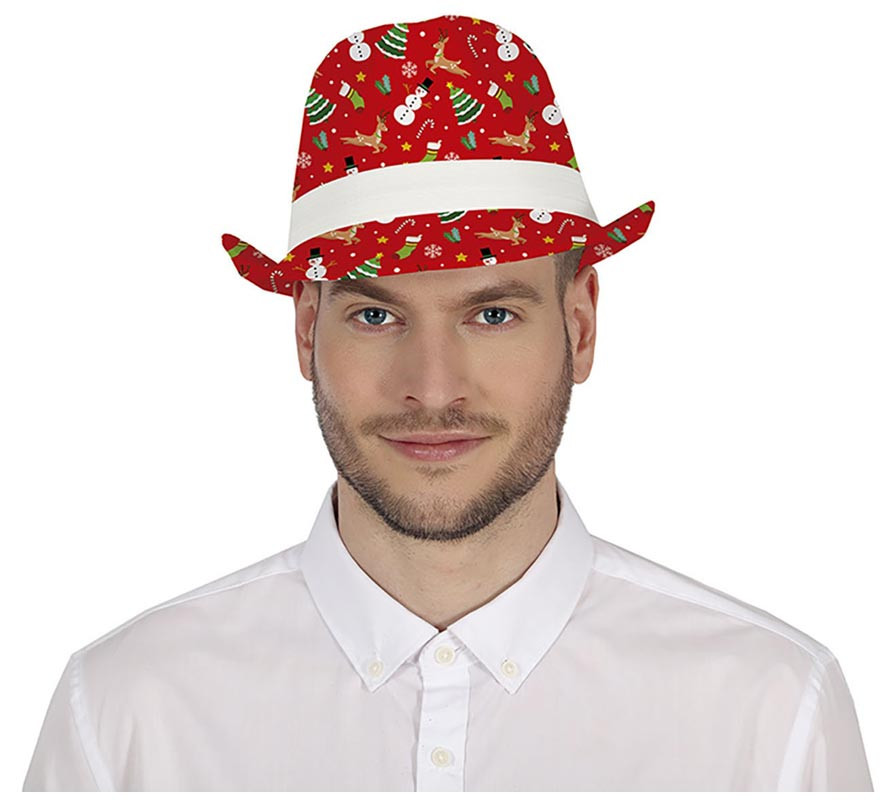 Red Christmas Gangster Hat