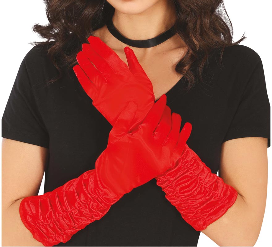 45 cm red wrinkled gloves.