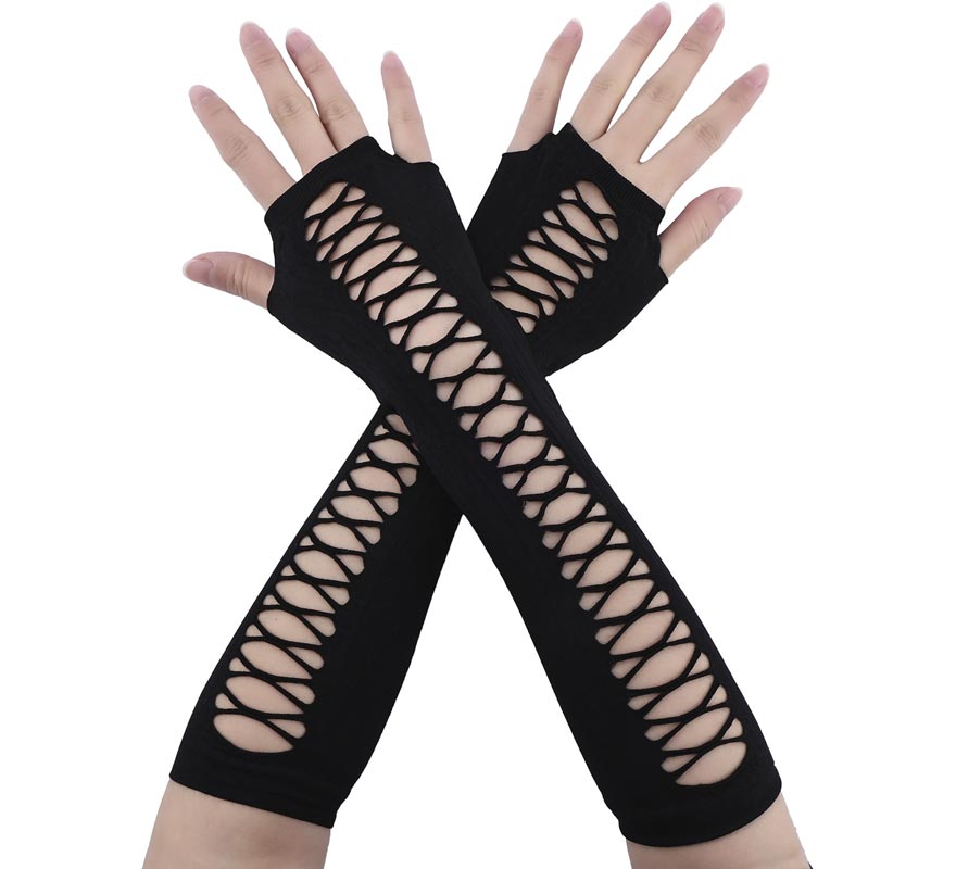 Long Fingerless Fishnet Gloves