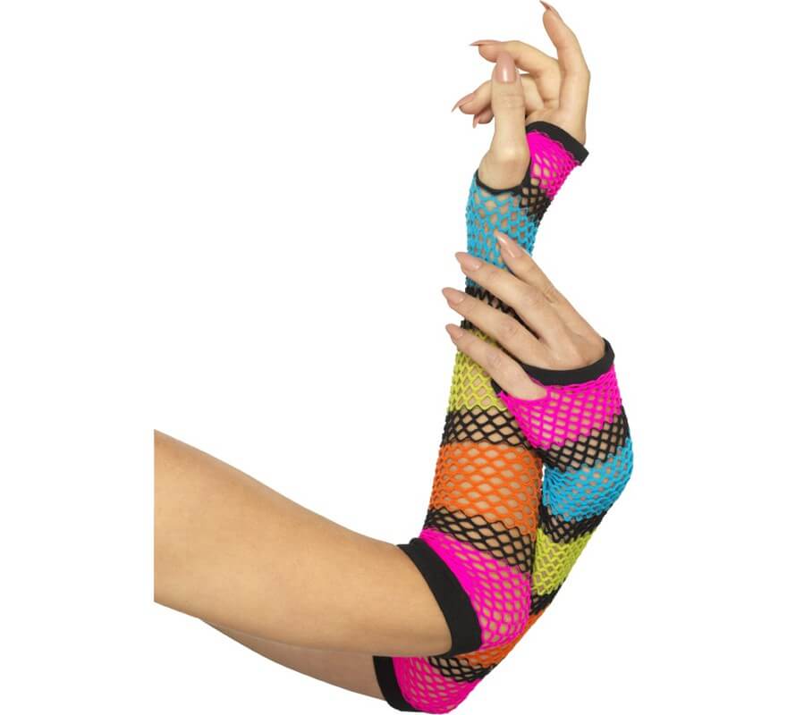 Longs gants fluorescents à grille