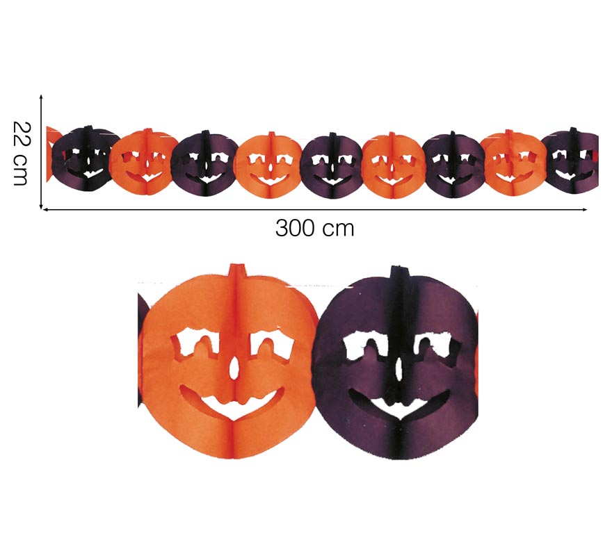 Pumpkin Garland measuring 22 x 300 cm. for halloween