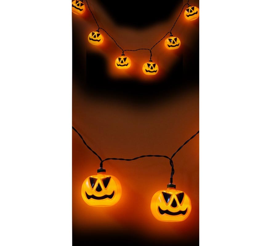 Garland of 10 Pumpkins with LED Lighting, 150 cm