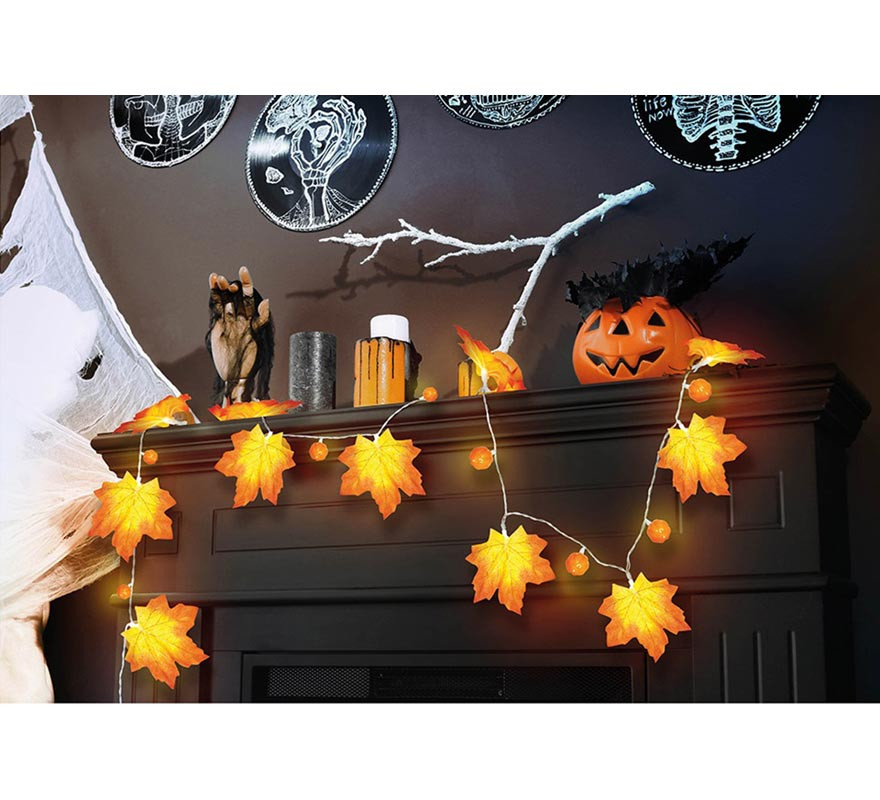 Battery-operated 20-LED Pumpkin Leaf Garland