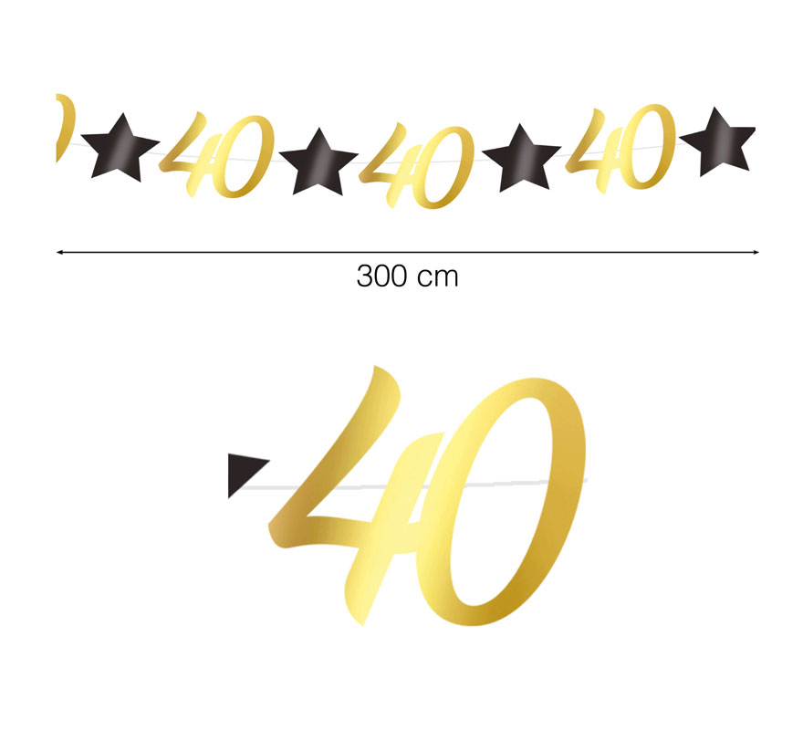 Golden Garland 40 Years Birthdays and Anniversaries of 300 cms