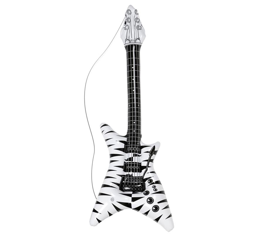 Guitarra Rockstar estampado cebra hinchable de 95 cm