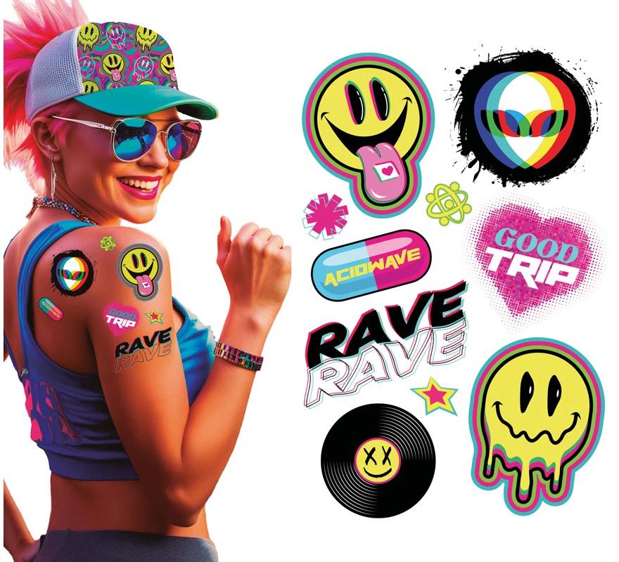 Hoja de Tatuajes Acid de 14x30 cm