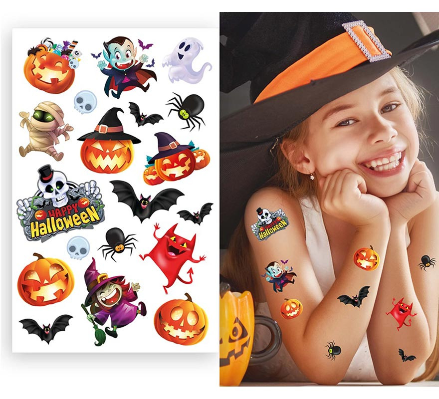 Sheet Colorful Halloween Tattoos