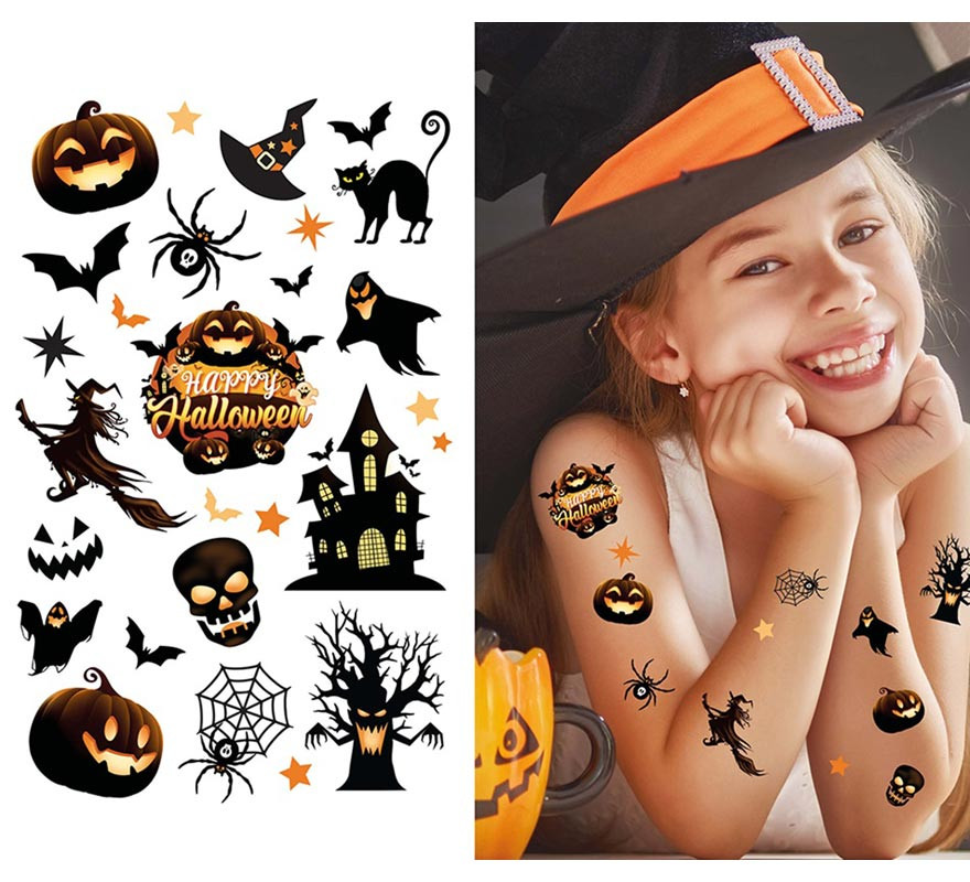 Black Halloween Tattoo Sheet