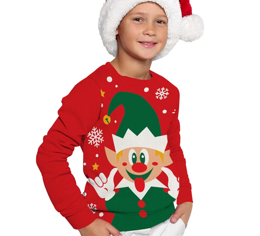 Suéter de Natal com elfos felizes para crianças
