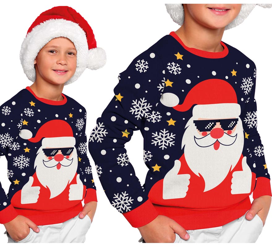 Cool Santa Claus Christmas sweater for kids