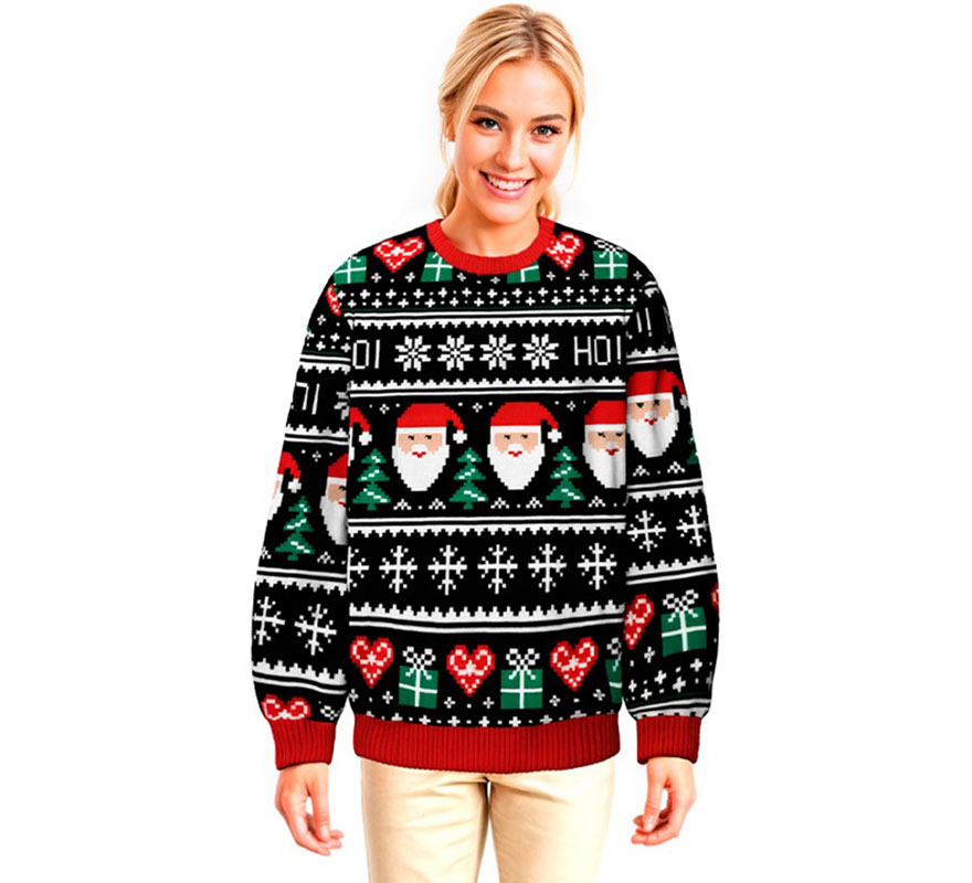 Jersey Navideño azul Papá Noel para adulto