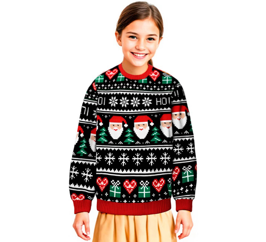 Jersey Navideño azul Papá Noel para niños