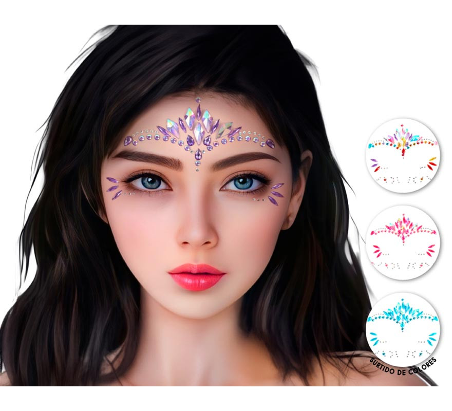 Adhesive Facial Jewels Gems drops in various assorted colors for adults