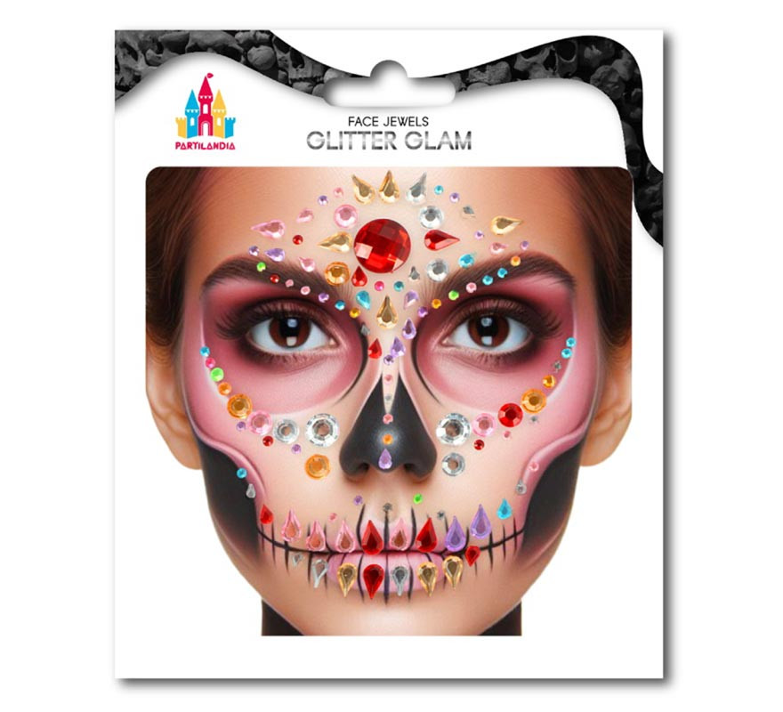 Facial Jewelry Skull Fashion Multicolor Gems Adult