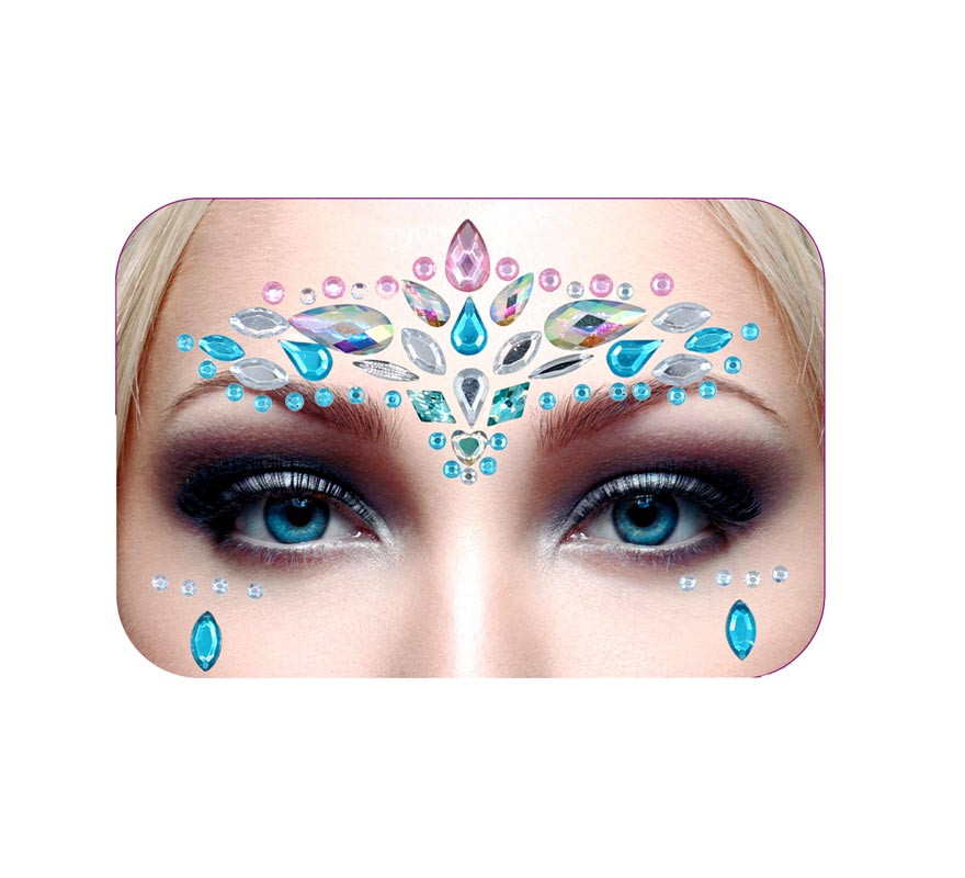 Facial Jewels bright blue and lilac drops