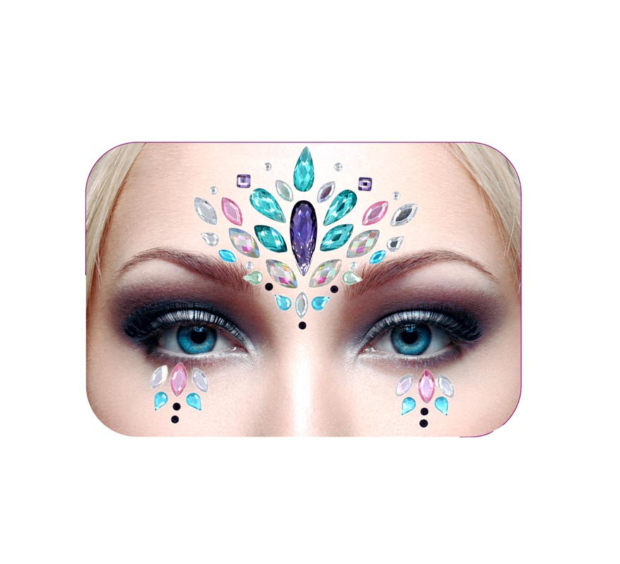 Facial Jewels bright blue and lilac drops