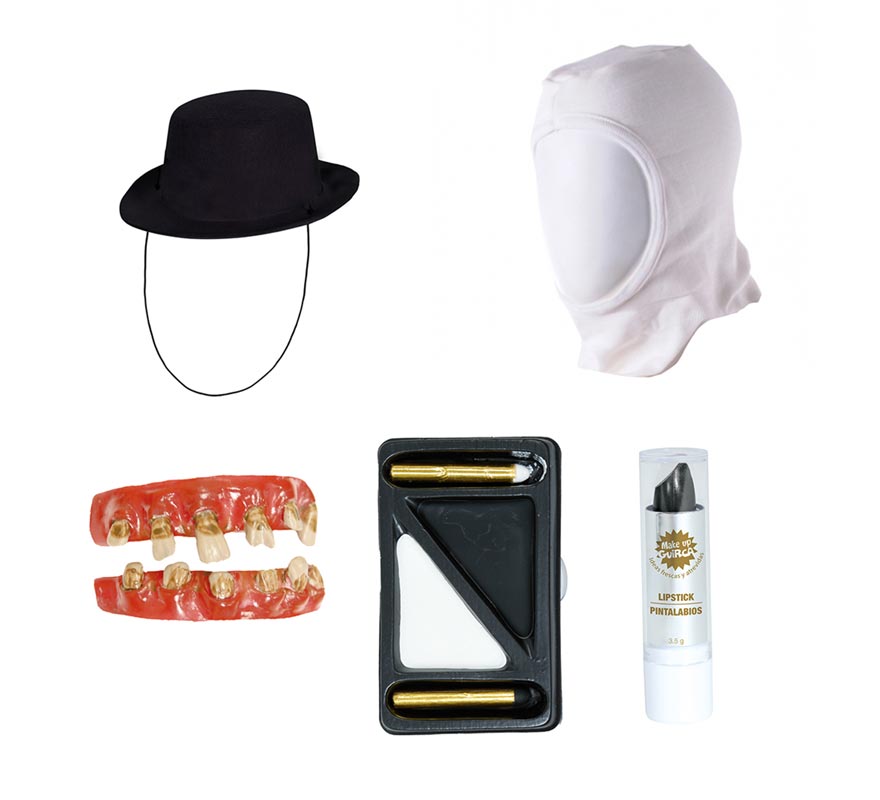 Jester Killer Kit: Hat, hood, teeth, makeup and lipstick