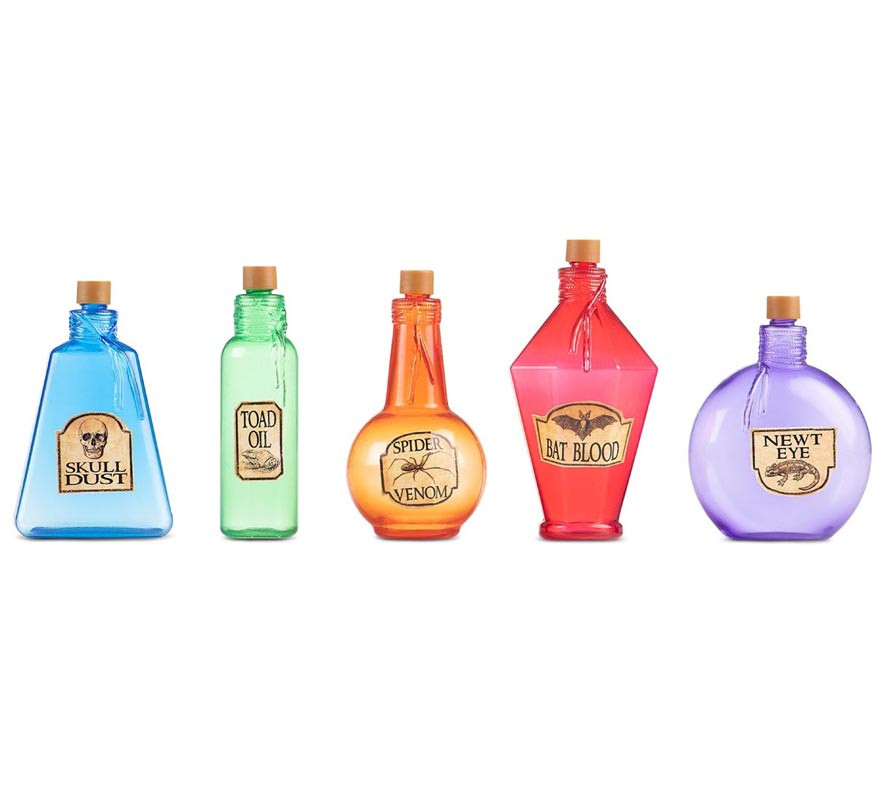 Kit of 5 decorative Potion Bottles measuring 21.25x21x5.6 cm