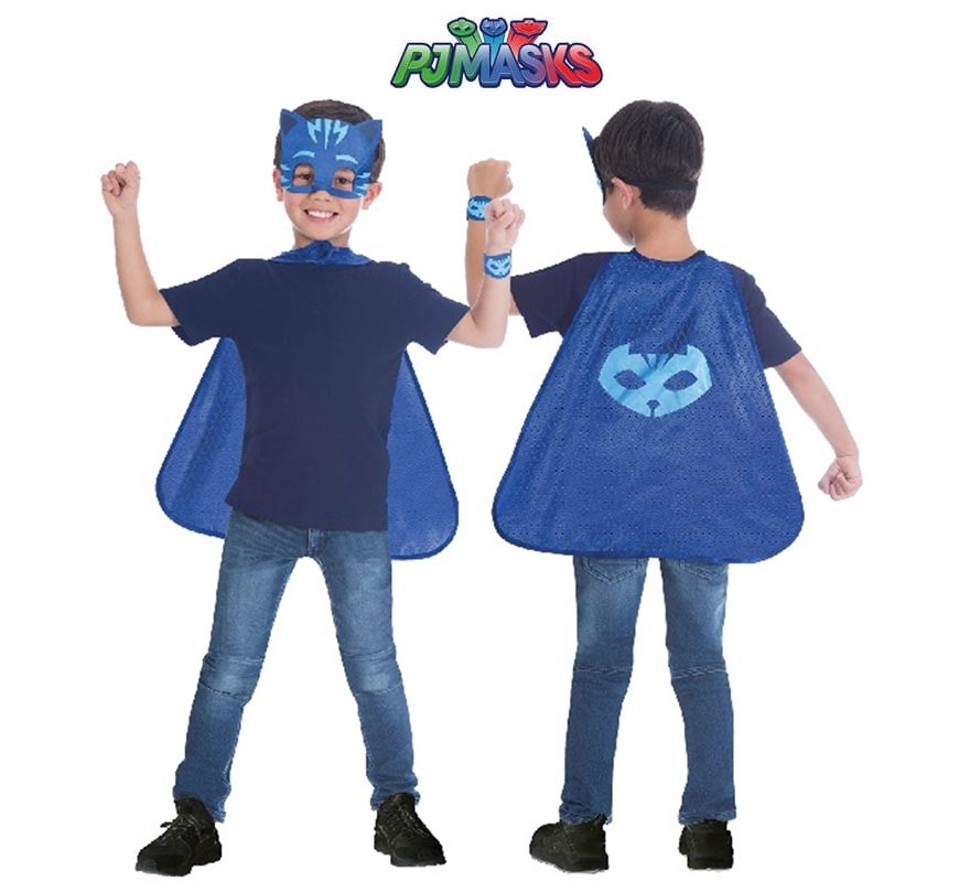 Kit Catboy Pj Masks pour enfants : masque, cape et bracelet