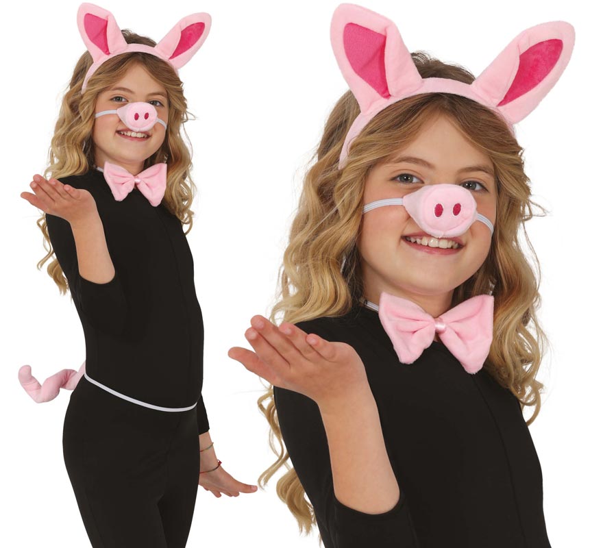 Kit de Cerdito para niños: cola, nariz, orejas y pajarita Kit de Cerdito para niños: cola, nariz, orejas y pajarita