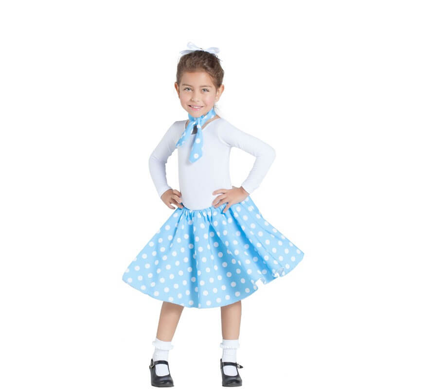Cuerda Goma de dinero Extranjero Kit de Chica Pin Up Azul para niña: Falda y Pañuelo