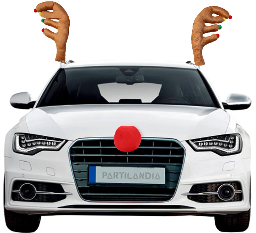 Kit de Cuernos de Reno y Bolita de decoración para Coche