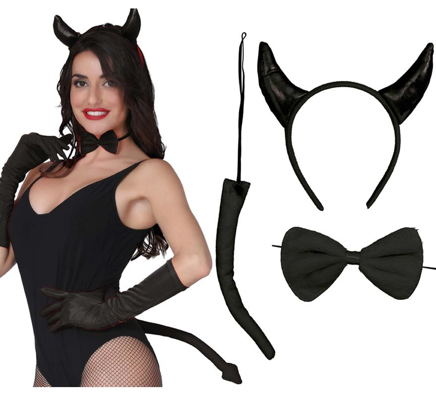 Black Demon Kit: Headband, Bow Tie and Tail