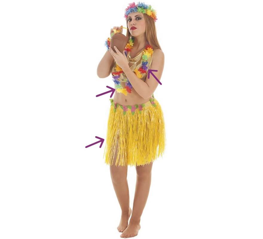 Falda Hawaiana Corta Fiesta Animacion No Incluye Collar