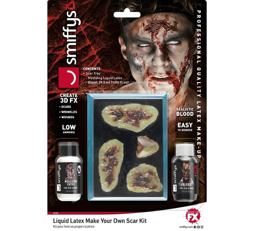 Kit de látex líquido, sangre y cicatrices para Zombie