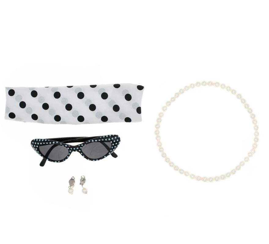 50s Kit: Necklace, Glasses, Earrings and Headband