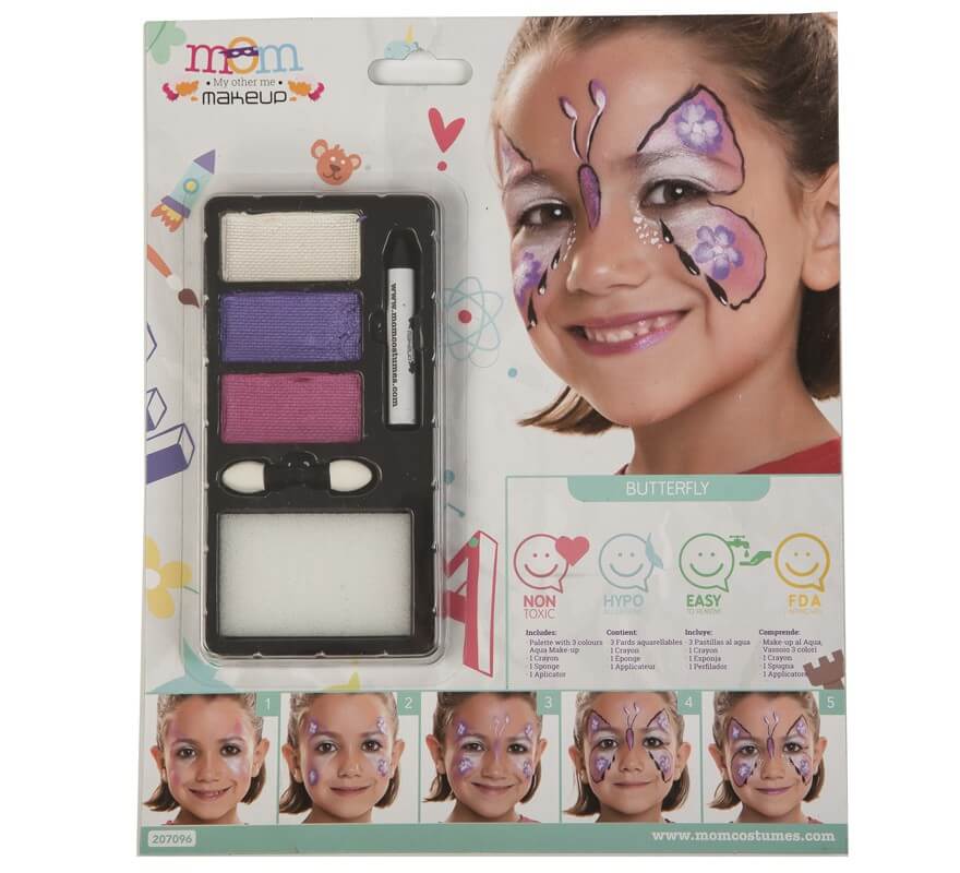 Kit de Maquillaje al Agua Brillante de Mariposa infantil