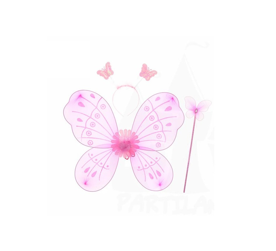 Pink Butterfly Kit: Wings, Wand and Headband