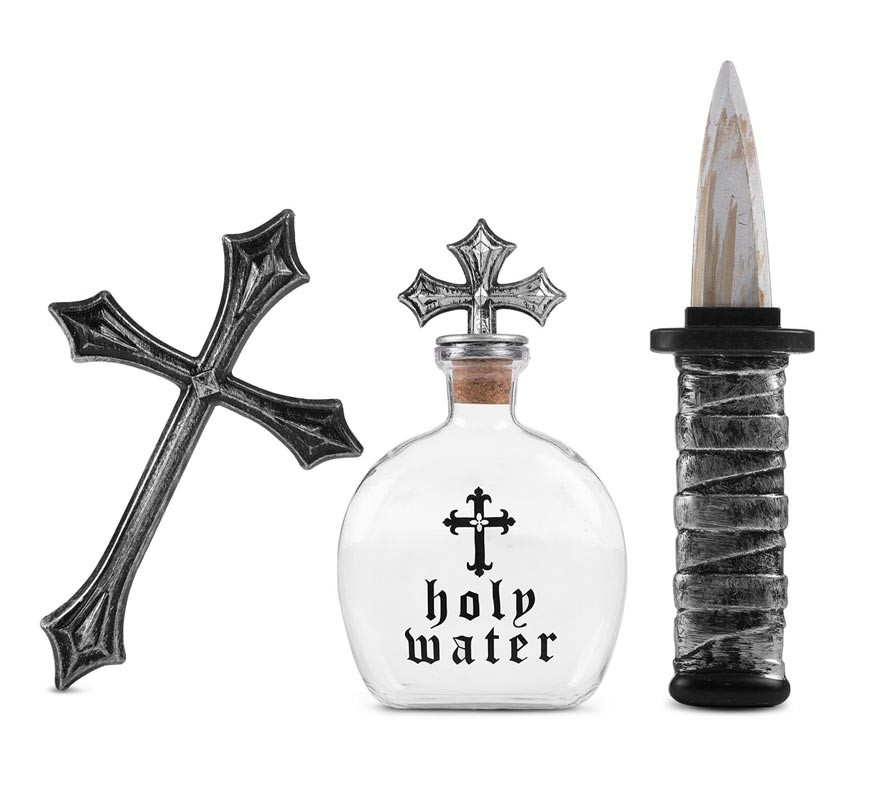 Vampire Killer Kit: Cross, bottle and 25.5x30 cm knife