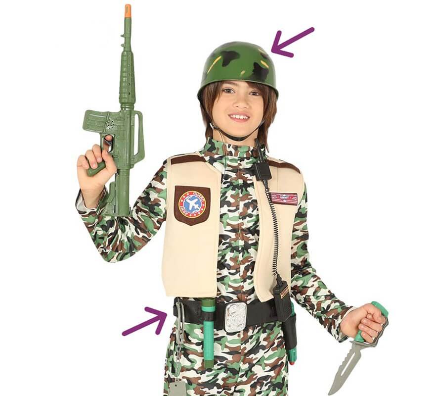 Orl Kostüm Zubehör Camouflage Helm für Kinder Karneval Soldat 