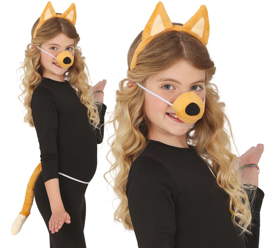 Kit de Perrito naranja para niños: cola, orejas y nariz