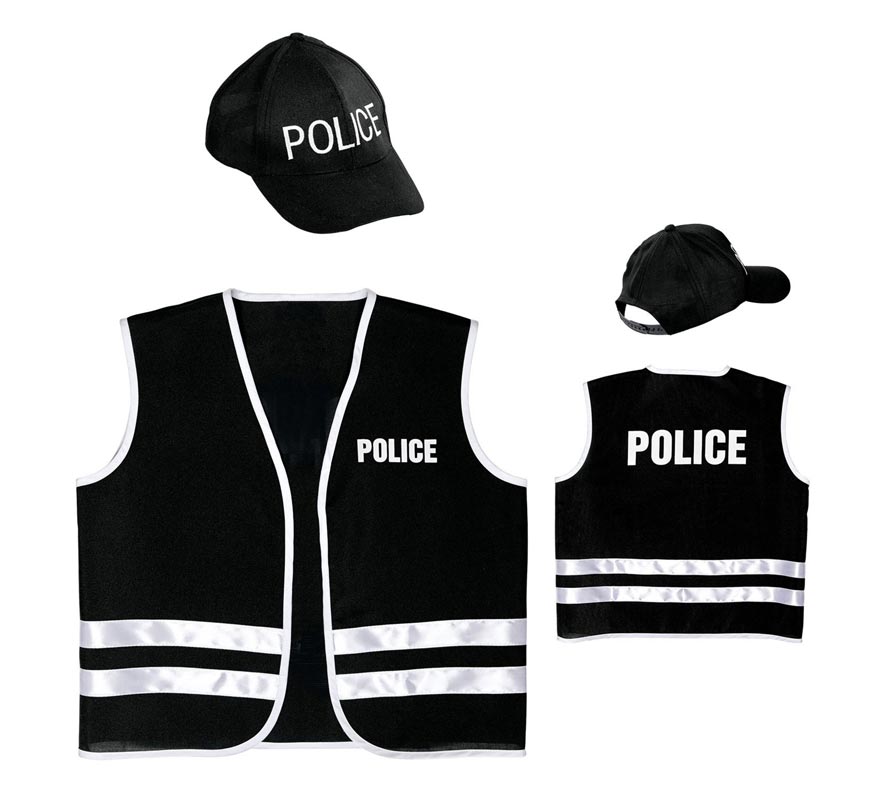 Kit de Policía inglés infantil: Gorro y chaleco