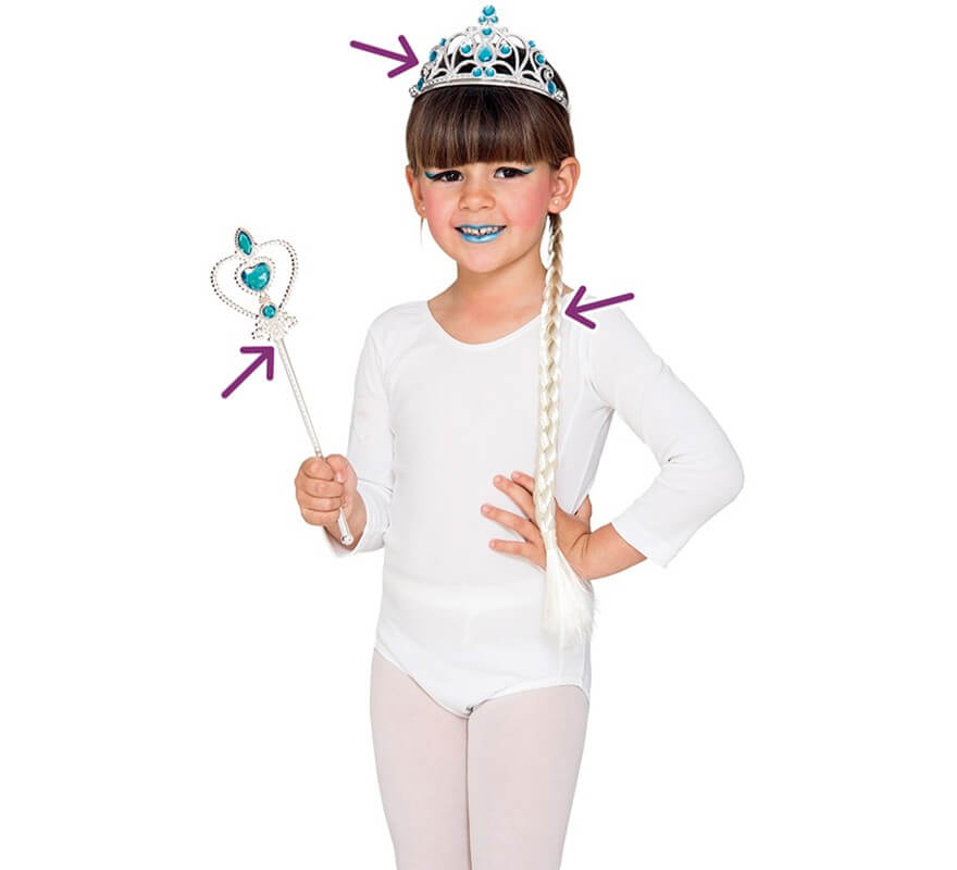 Kit de Princesa del Hielo Infantil: Trenza, Tiara y Varita