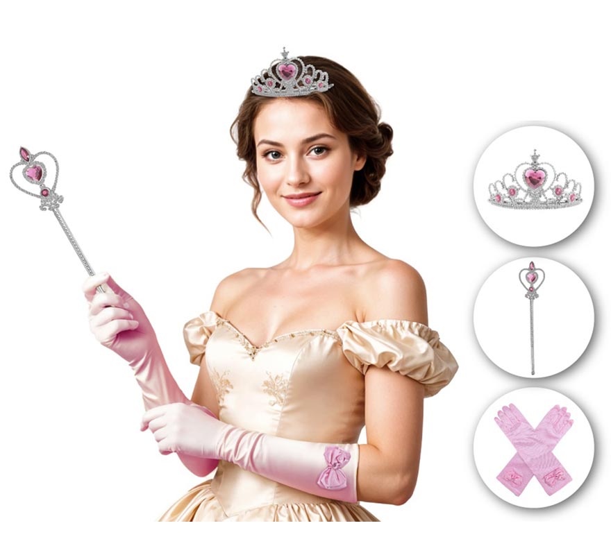 Adult Pink Princess Kit: Gloves, Crown and Scepter